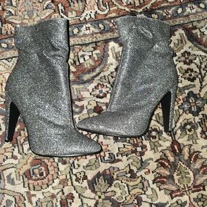 Sparkling Silver Heeled Boots
